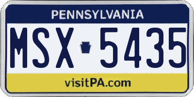 PA license plate MSX5435