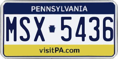 PA license plate MSX5436