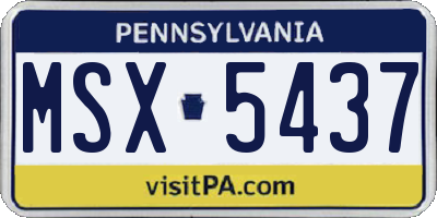 PA license plate MSX5437