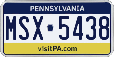 PA license plate MSX5438