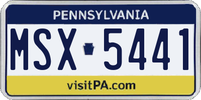 PA license plate MSX5441