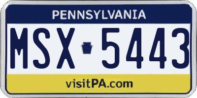 PA license plate MSX5443