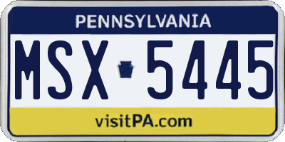 PA license plate MSX5445
