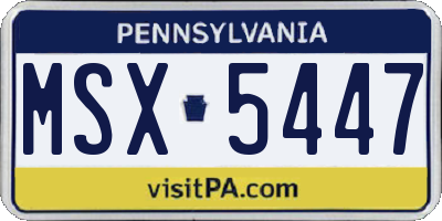 PA license plate MSX5447