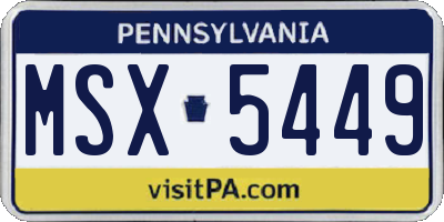 PA license plate MSX5449