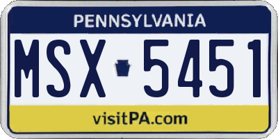 PA license plate MSX5451