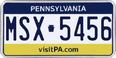 PA license plate MSX5456