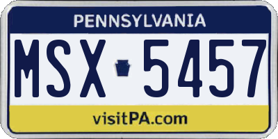 PA license plate MSX5457