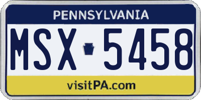 PA license plate MSX5458