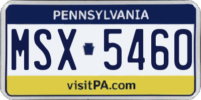 PA license plate MSX5460