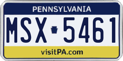 PA license plate MSX5461