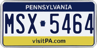PA license plate MSX5464
