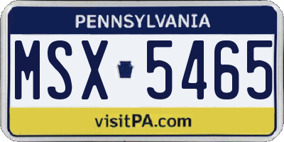 PA license plate MSX5465