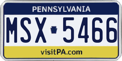 PA license plate MSX5466