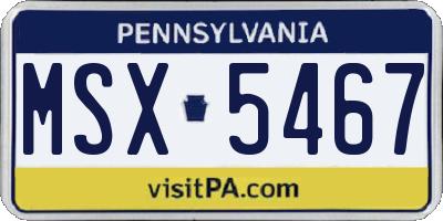PA license plate MSX5467