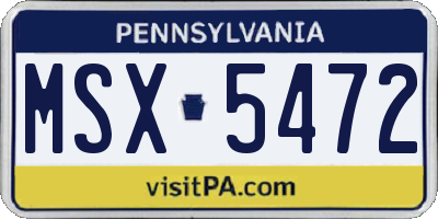 PA license plate MSX5472