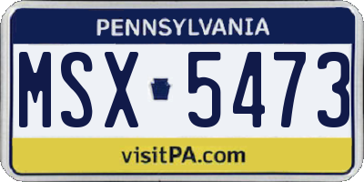 PA license plate MSX5473