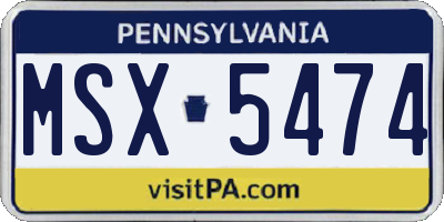 PA license plate MSX5474