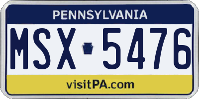 PA license plate MSX5476