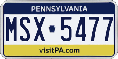 PA license plate MSX5477