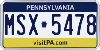 PA license plate MSX5478