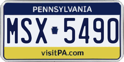 PA license plate MSX5490