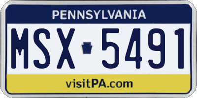 PA license plate MSX5491