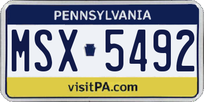 PA license plate MSX5492