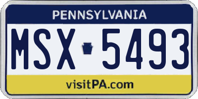 PA license plate MSX5493