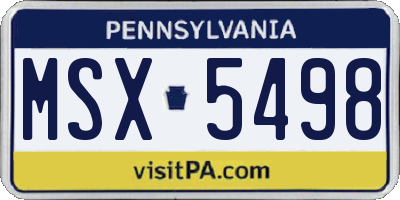 PA license plate MSX5498