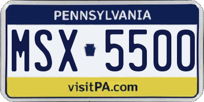 PA license plate MSX5500