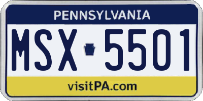 PA license plate MSX5501
