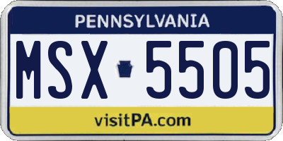 PA license plate MSX5505
