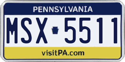 PA license plate MSX5511