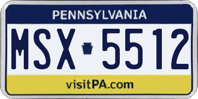 PA license plate MSX5512