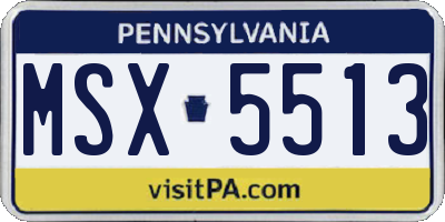 PA license plate MSX5513