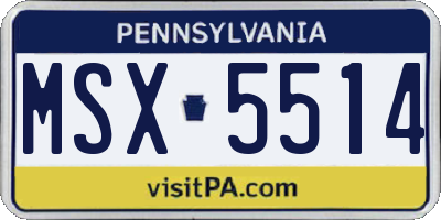PA license plate MSX5514