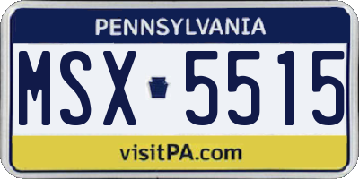 PA license plate MSX5515