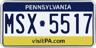 PA license plate MSX5517