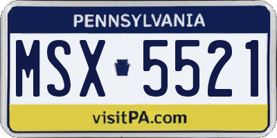 PA license plate MSX5521