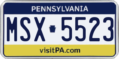PA license plate MSX5523