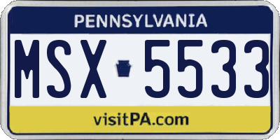 PA license plate MSX5533