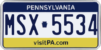 PA license plate MSX5534