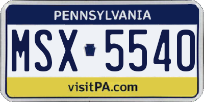 PA license plate MSX5540