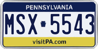 PA license plate MSX5543