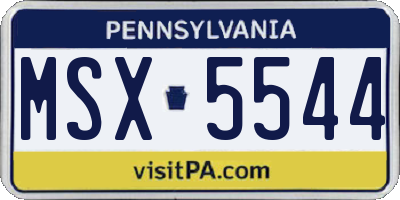 PA license plate MSX5544