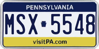PA license plate MSX5548