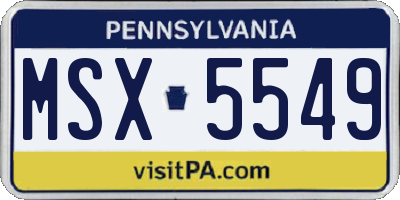 PA license plate MSX5549