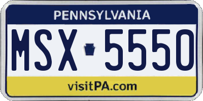 PA license plate MSX5550