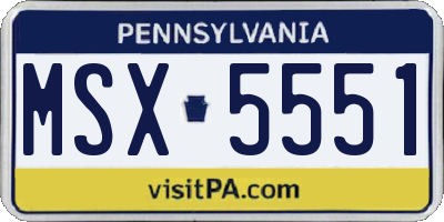 PA license plate MSX5551